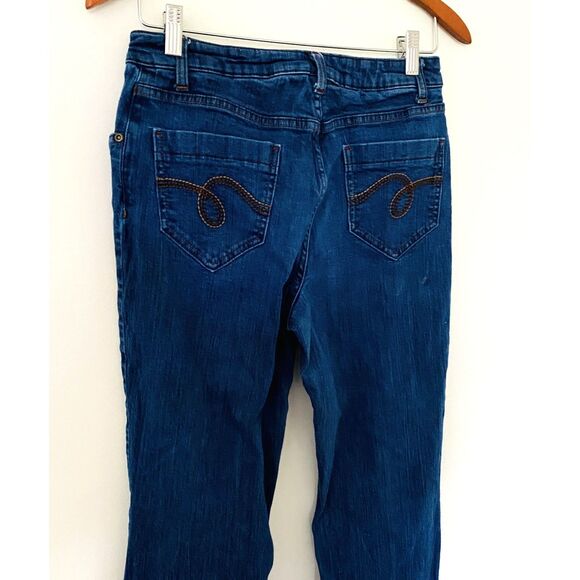 VTG Dungarees Smiths Jeans Denim Stretchy Embroidered Pants Made in Egypt Sz 8 - Picture 9 of 10